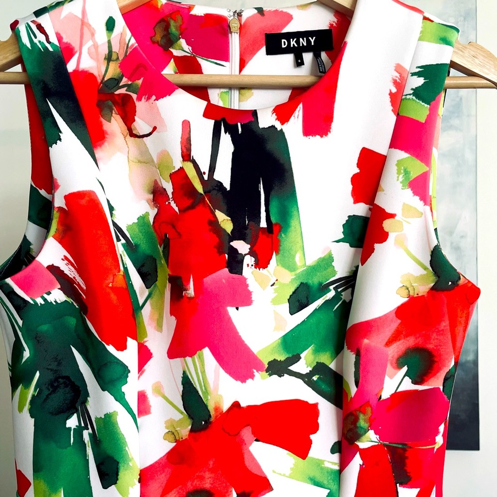 DKNY floral print sleeveless cocktail dress